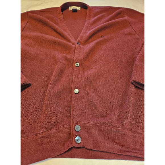 Grand Slam Vintage Mens Burgundy V Neck Button Front Cardigan Grandpa Sweater L - Picture 2 of 6